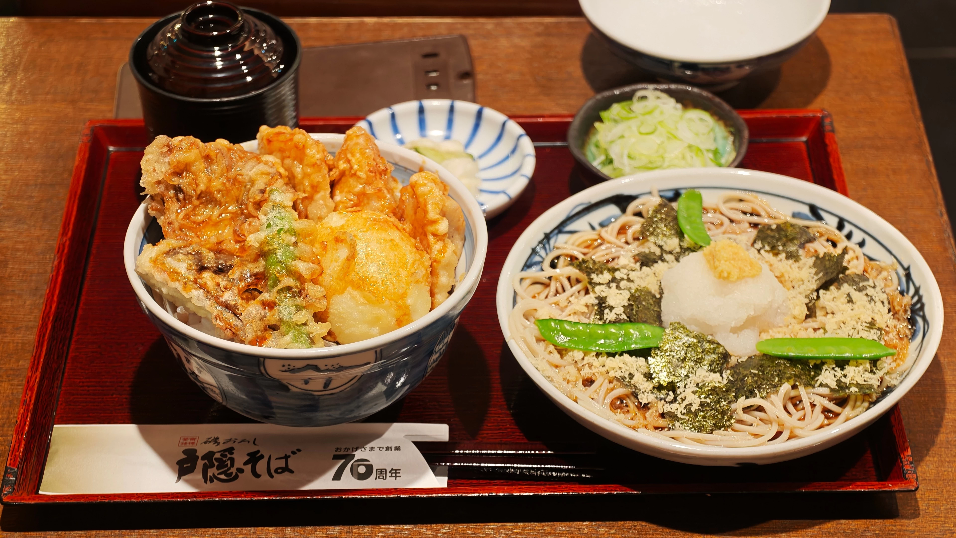 戸隠そば ＪＲ静岡駅店 若鶏と半熟卵の天丼 おそばのセット(1,500円) 静岡市葵区 グルメ